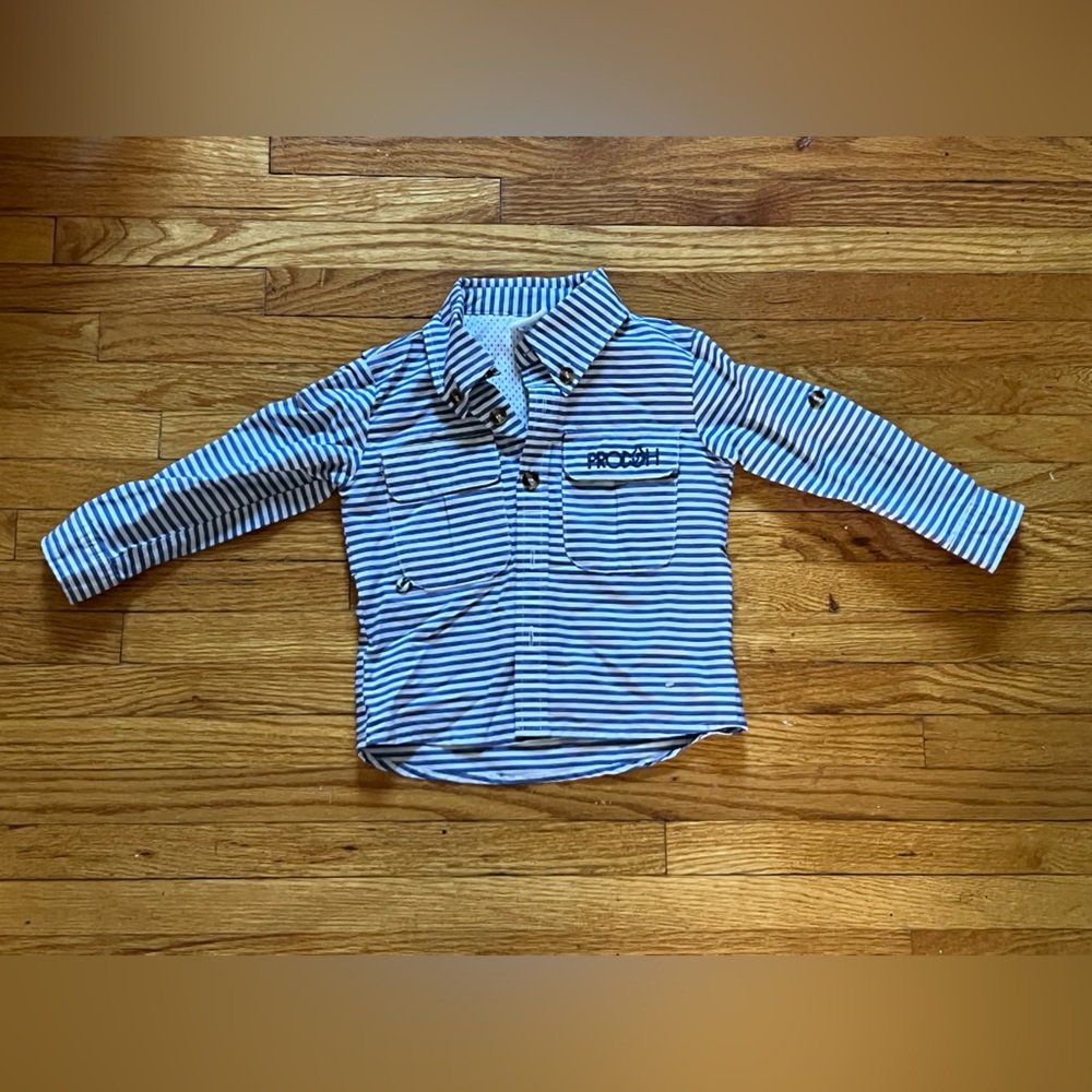 Prodoh White and Blue Collar Swim Coverup for Baby